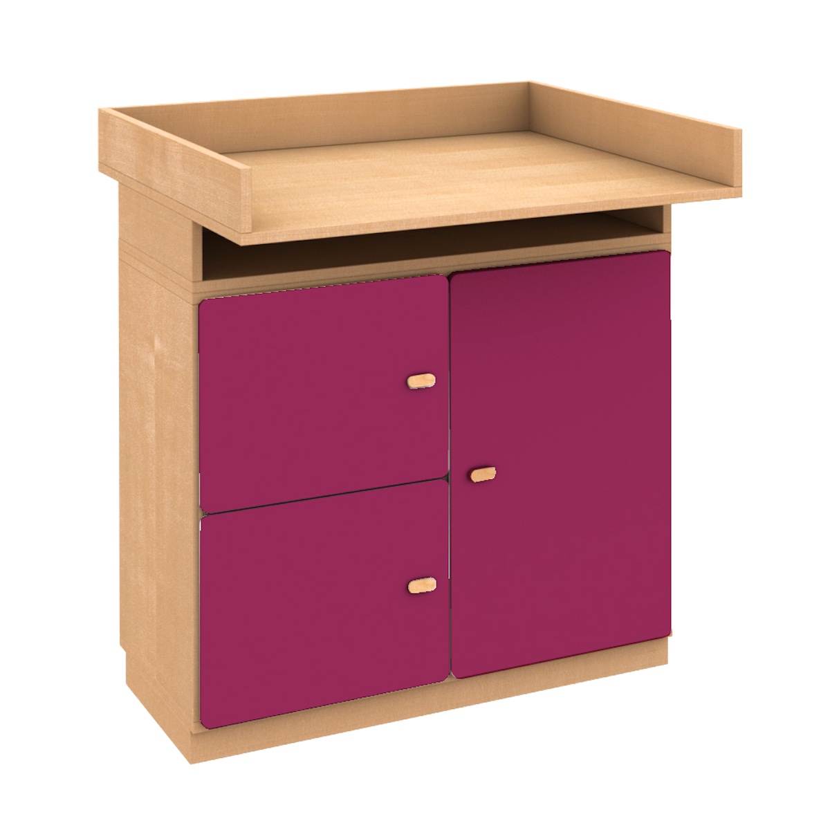 Commode-table à langer 93x78cm DESTYLE de Breuyn en hêtre naturel 3 portes plum
