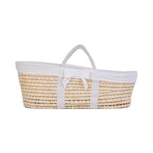 Couffin panier en osier Childhome jersey écru