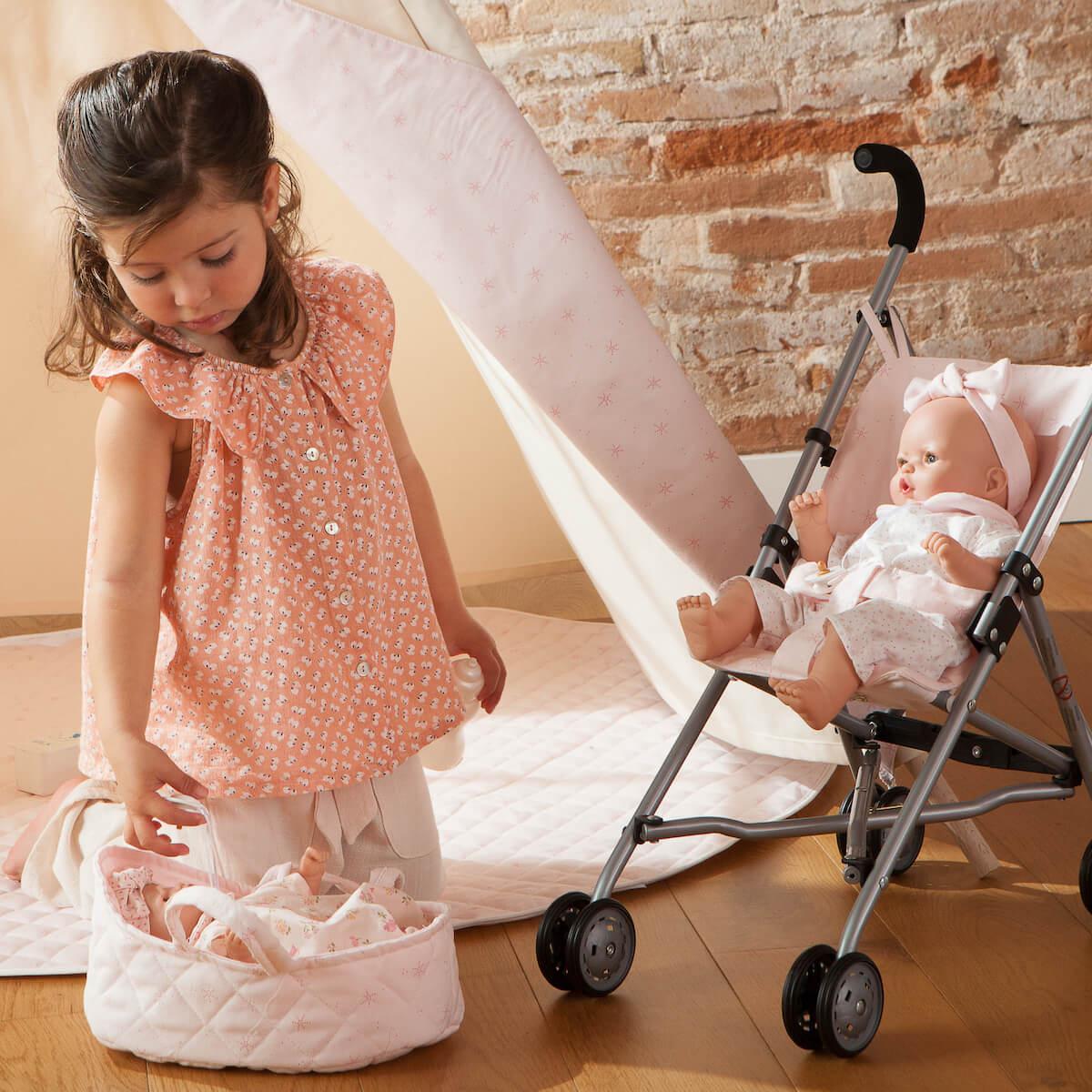 Couffin poupée 26 cm STARS rose