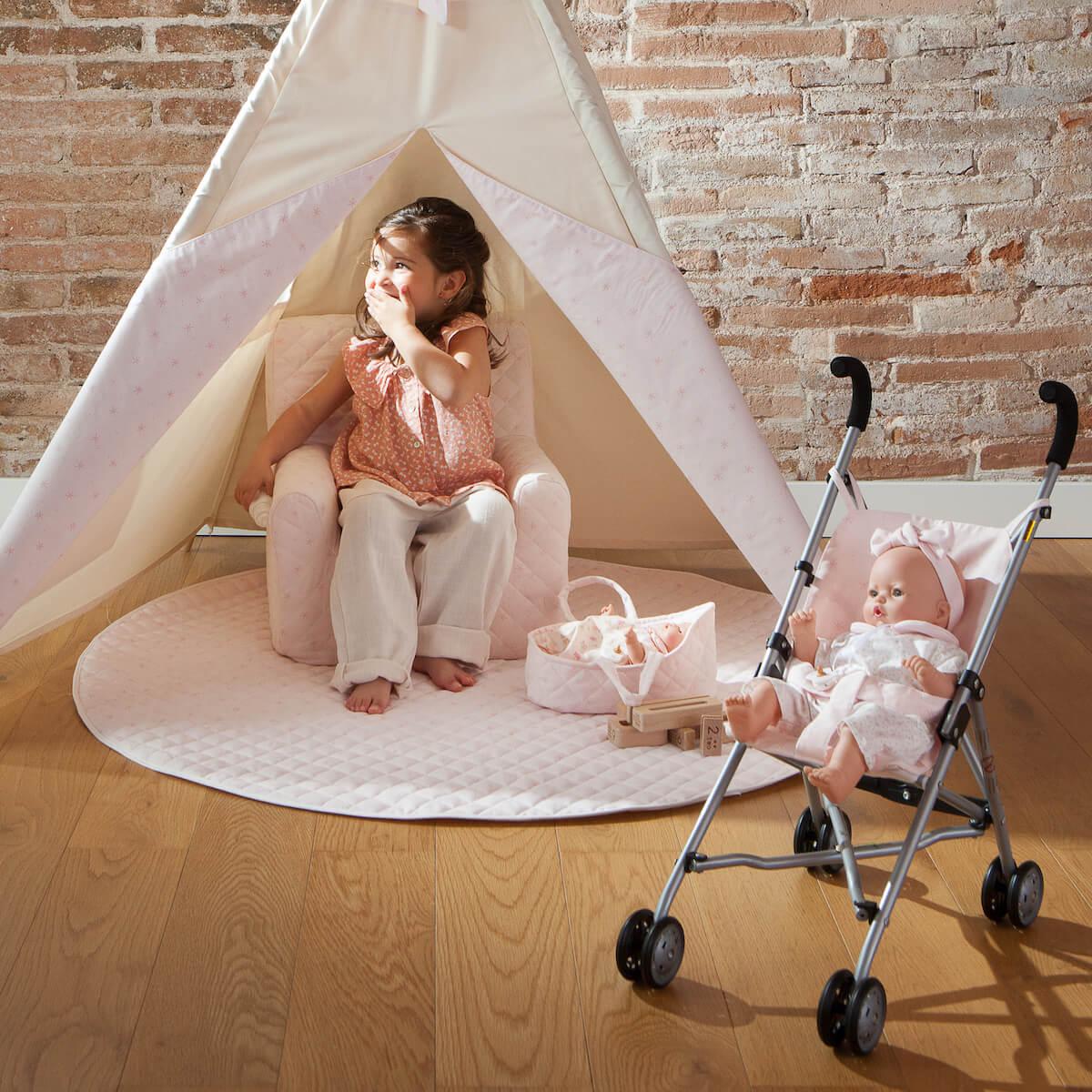 Couffin poupée 26 cm STARS rose