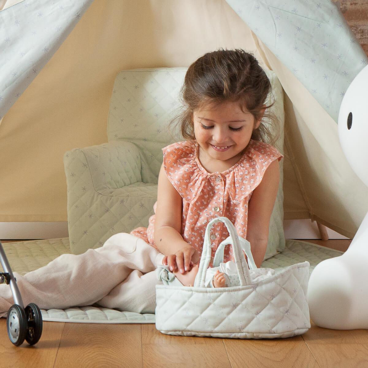 Couffin poupée 26 cm STARS vert