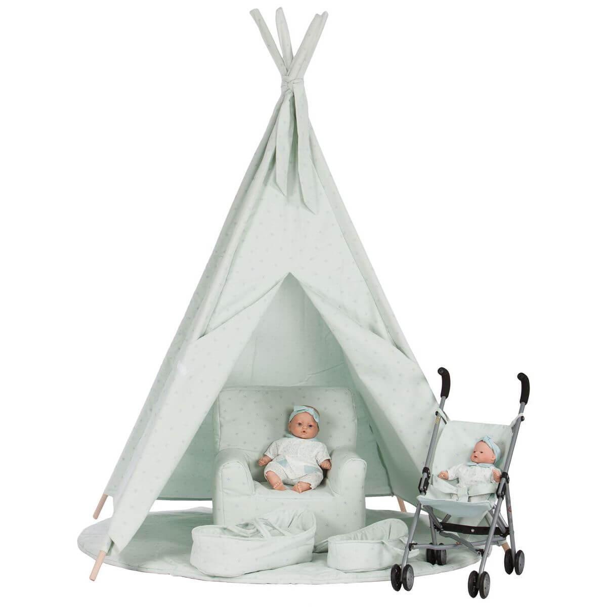 Couffin poupée 36 cm STARS vert