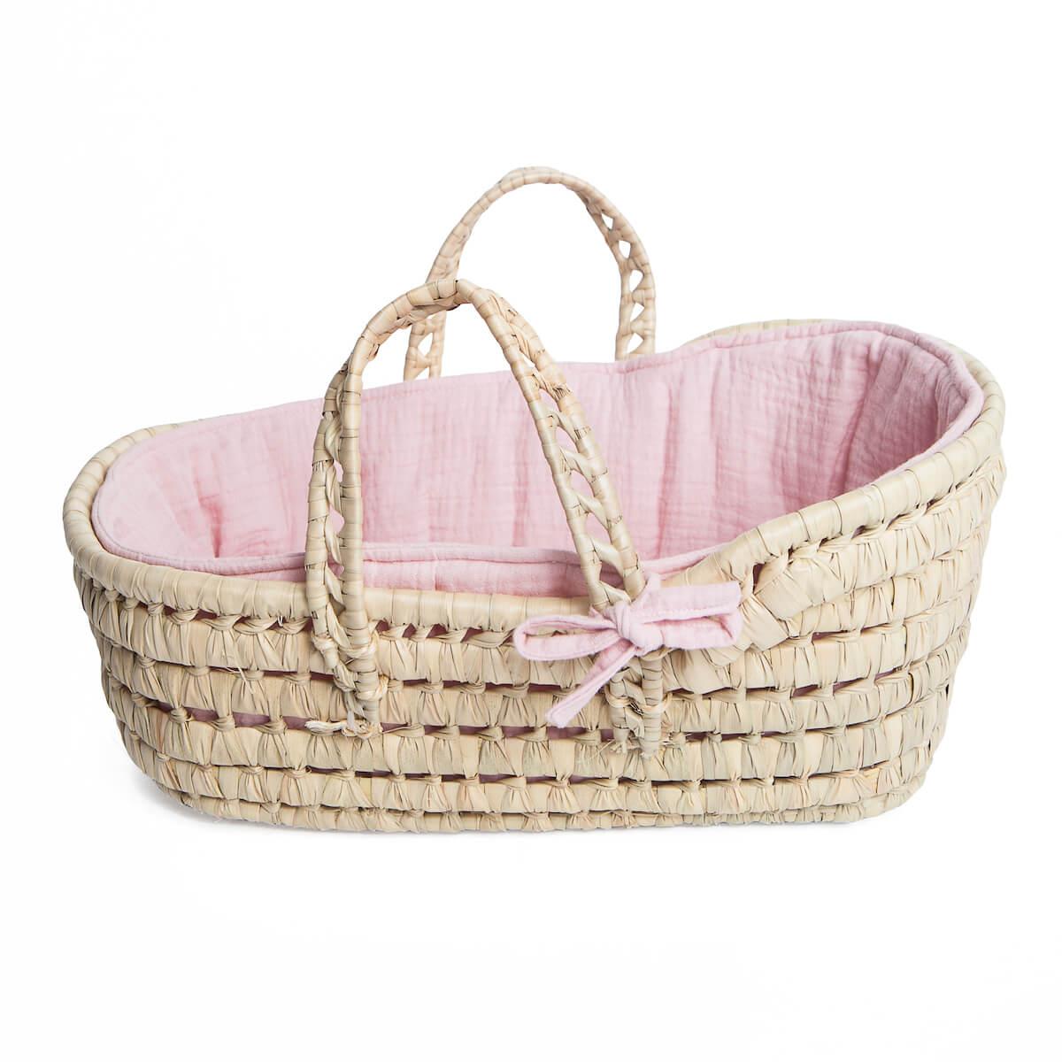 Couffin poupée en feuilles de palmier BOBBLE rose