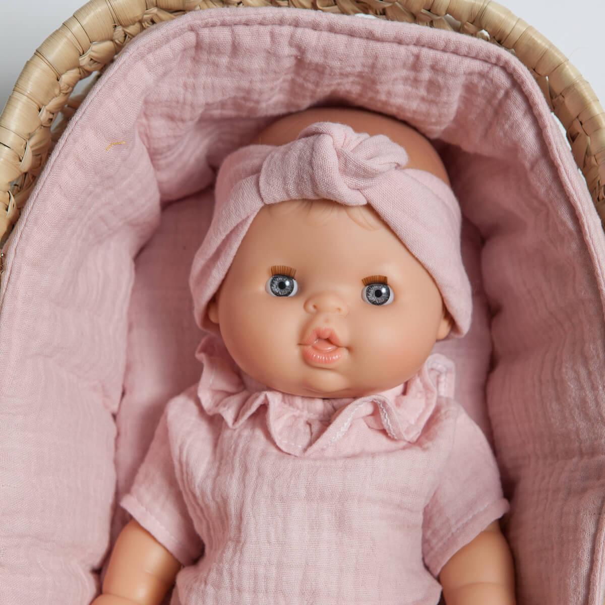 Couffin poupée en feuilles de palmier BOBBLE rose