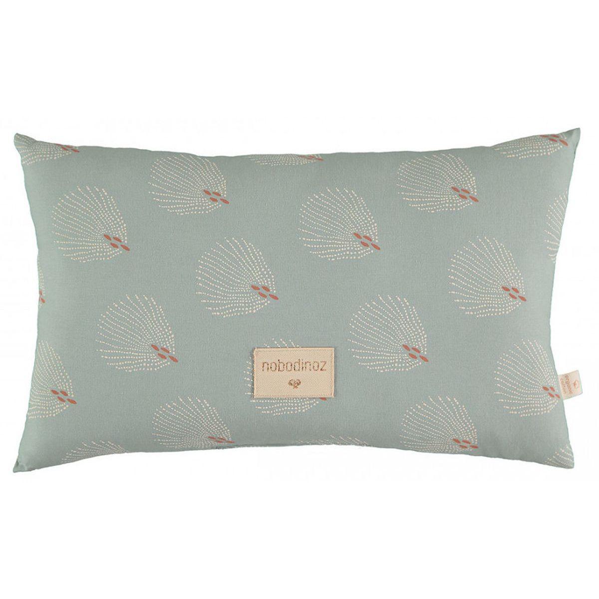 Coussin 22x35cm LAUREL Nobodinoz white gatsby-antique green