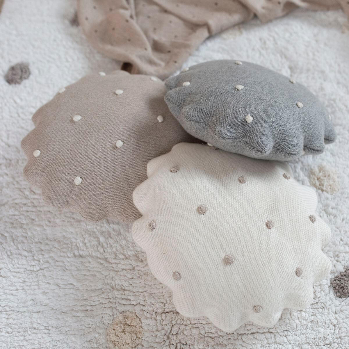 Coussin 25cm ROUND BISCUIT Lorena Canals Dune White