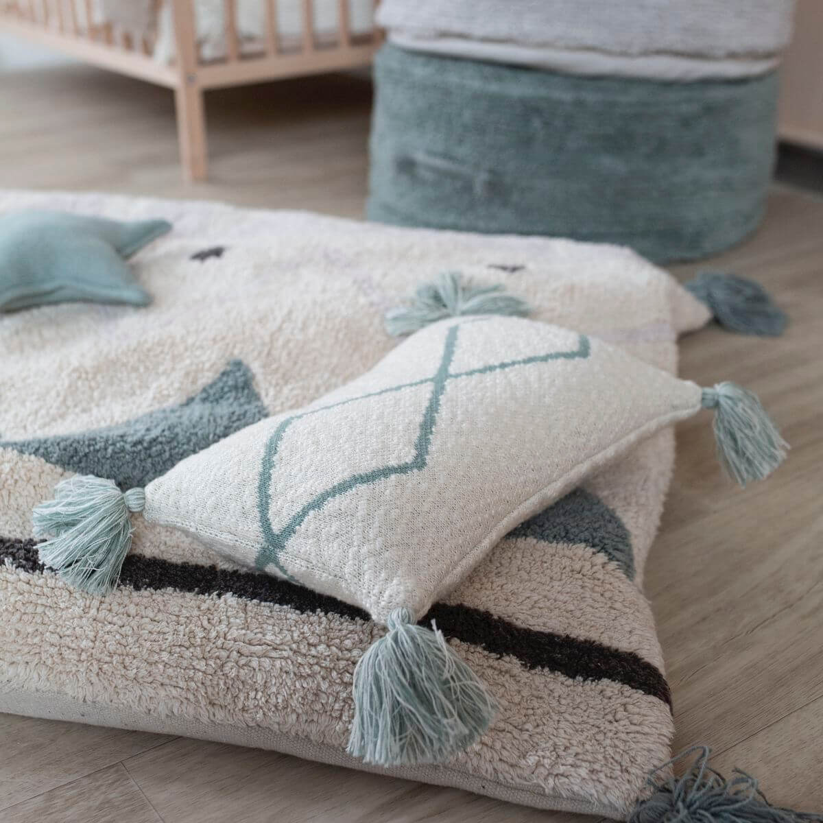 Coussin 25x40cm LITTLE OASIS Lorena Canals Nat-Indus Blue