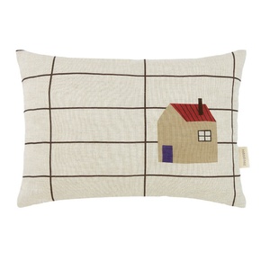 Coussin 33x22cm LIN FRANÇAIS VIBES S Nobodinoz Black grid home