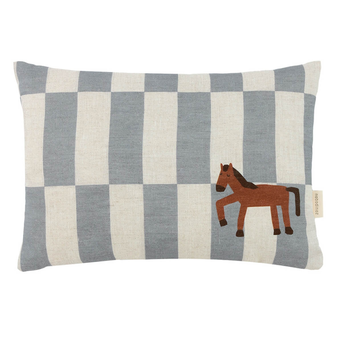 Coussin 33x22cm LIN FRANÇAIS VIBES S Nobodinoz Blue tiles horse