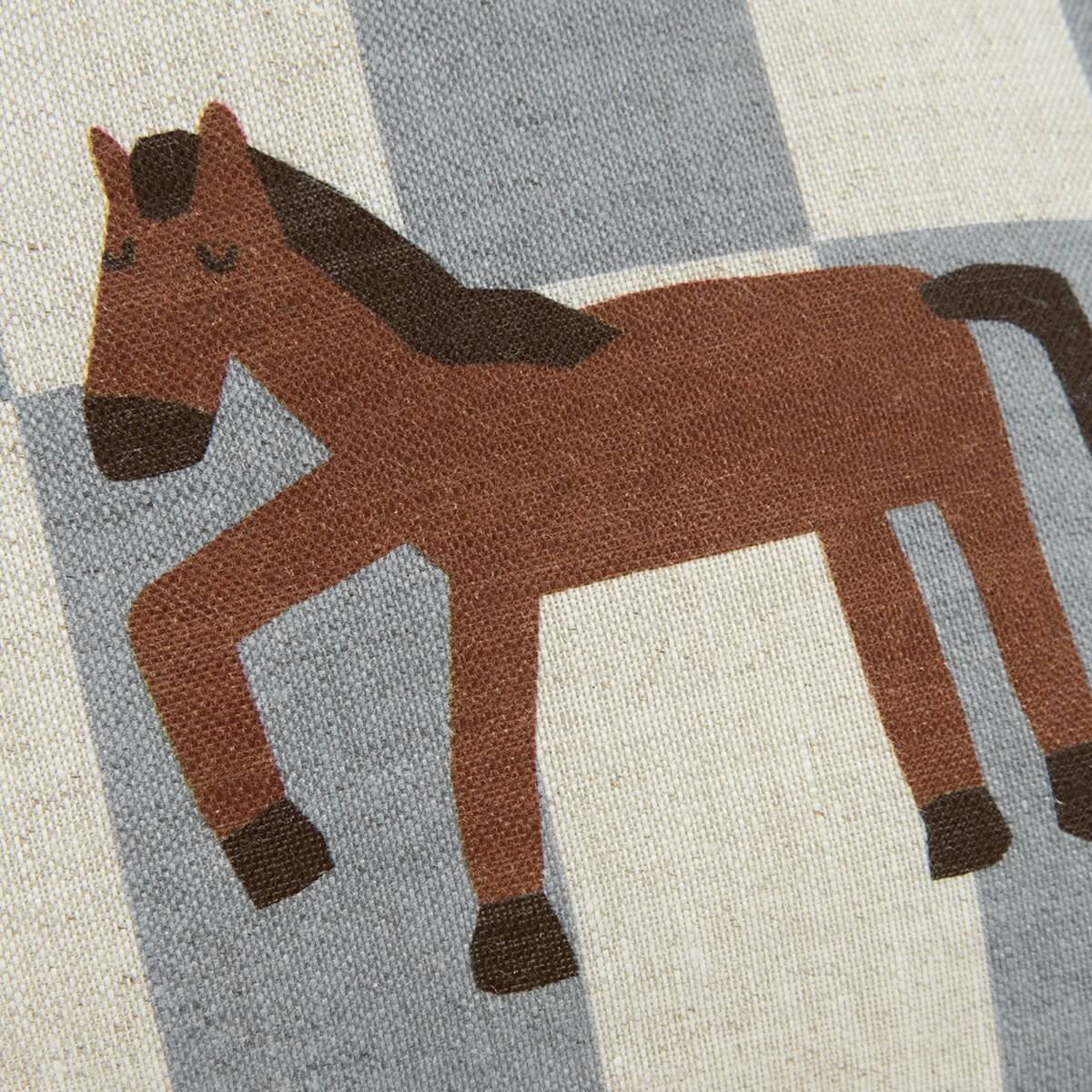 Coussin 33x22cm LIN FRANÇAIS VIBES S Nobodinoz Blue tiles horse