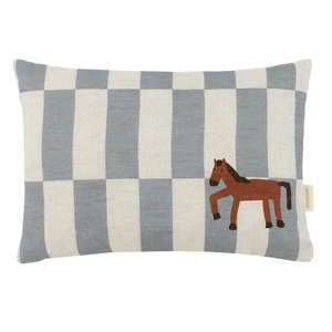 Coussin 33x22cm LIN FRANÇAIS VIBES S Nobodinoz Blue tiles horse