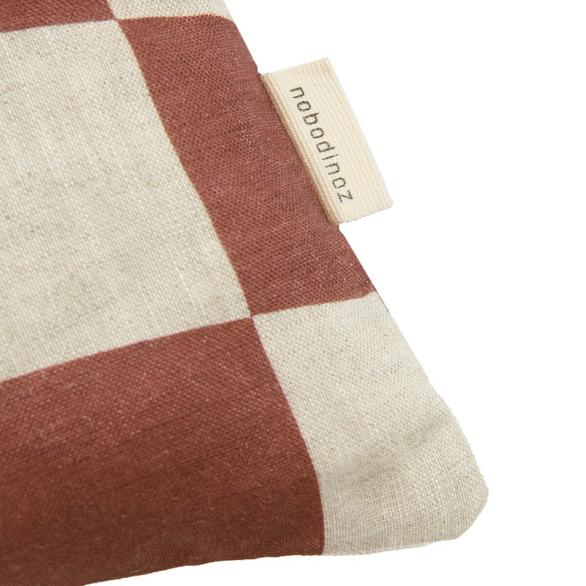 Coussin 33x22cm LIN FRANÇAIS VIBES S Nobodinoz Maroon checks fruits
