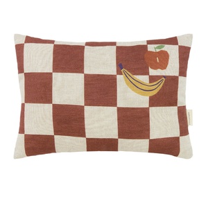 Coussin 33x22cm LIN FRANÇAIS VIBES S Nobodinoz Maroon checks fruits