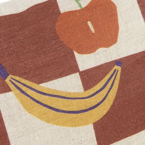 Coussin 33x22cm LIN FRANÇAIS VIBES S Nobodinoz Maroon checks fruits