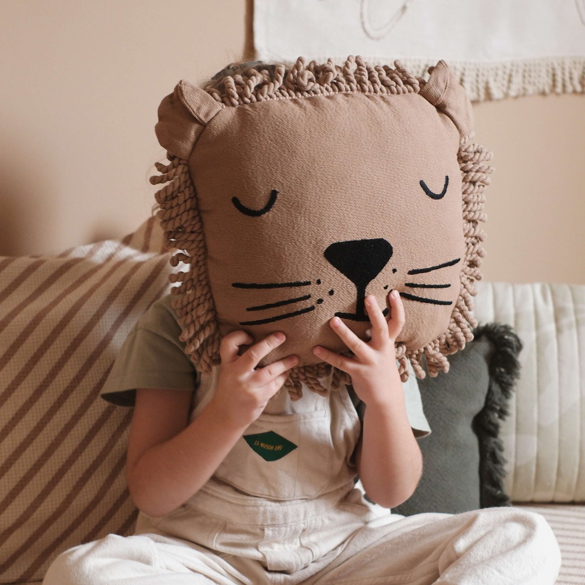 Coussin 34x34cm Nobodinoz Lion sesame