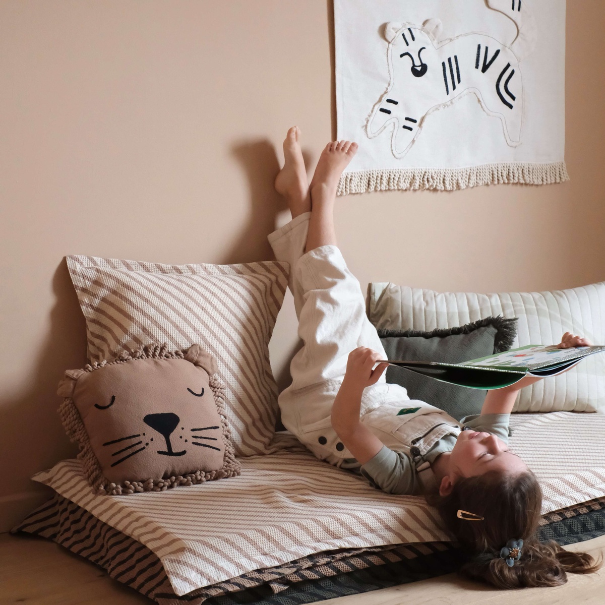 Coussin 34x34cm Nobodinoz Lion sesame