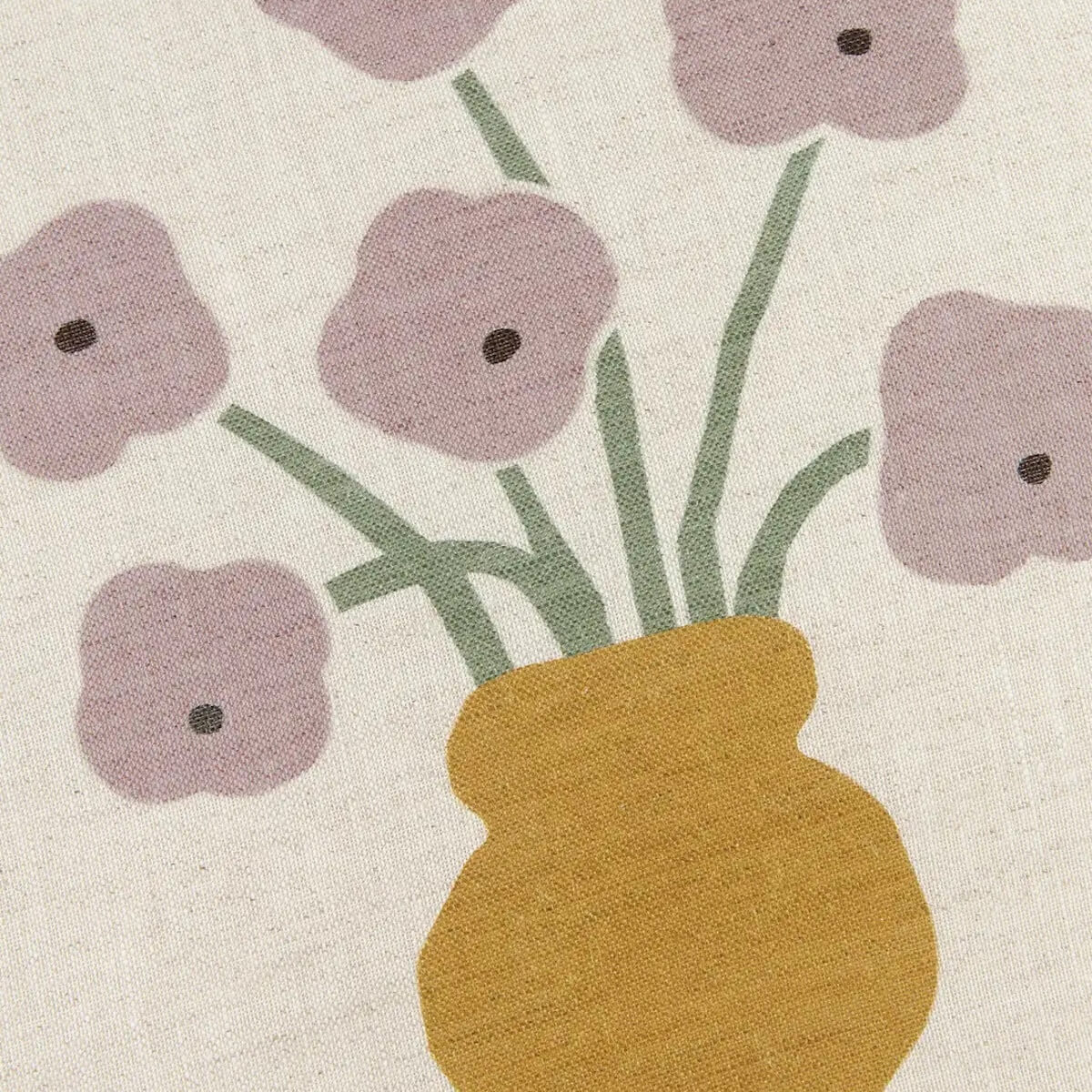 Coussin 40x40cm LIN FRANÇAIS VIBES Nobodinoz Lilac checks flowers