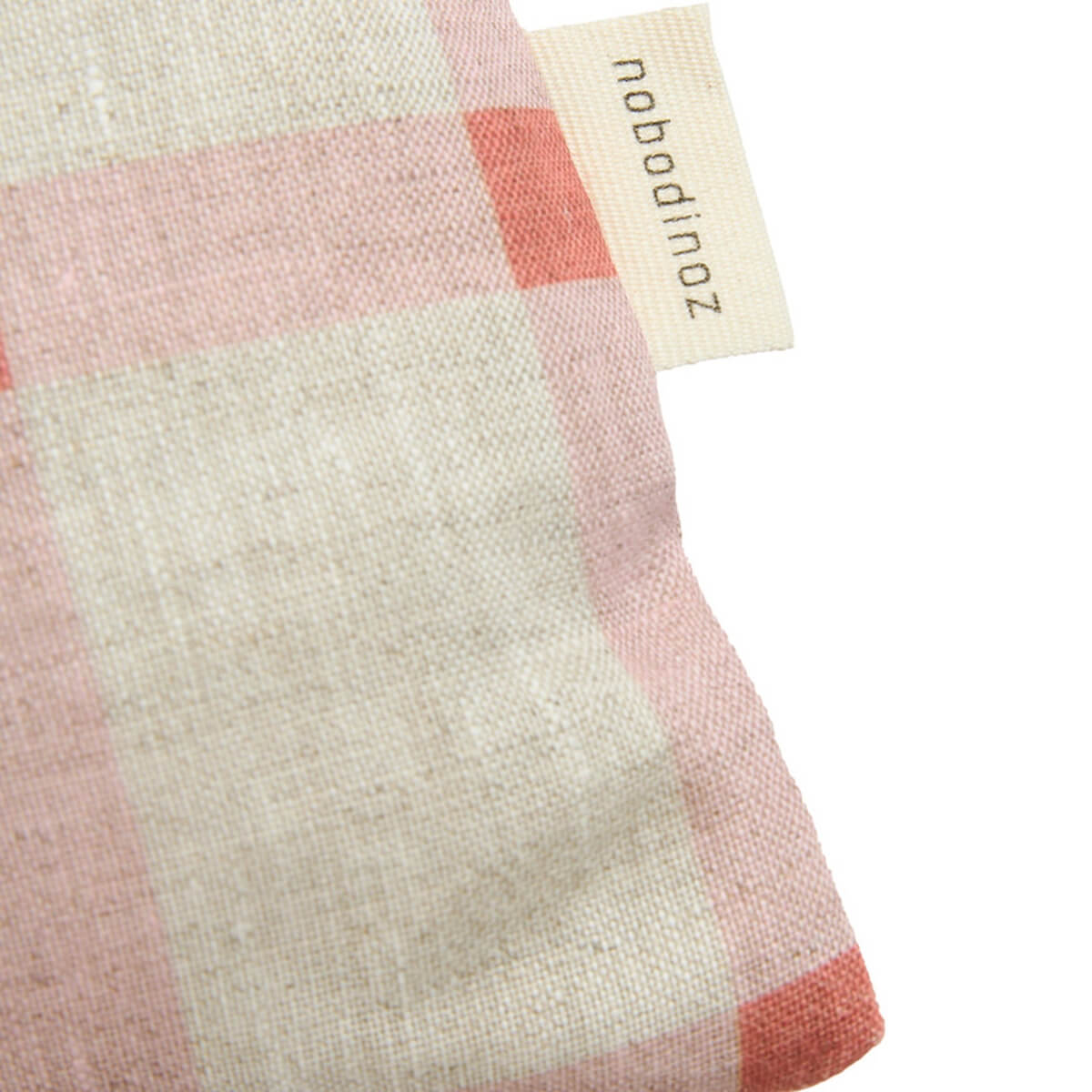 Coussin 44x25cm LIN FRANÇAIS VIBES M Nobodinoz Pink windowpane tulips