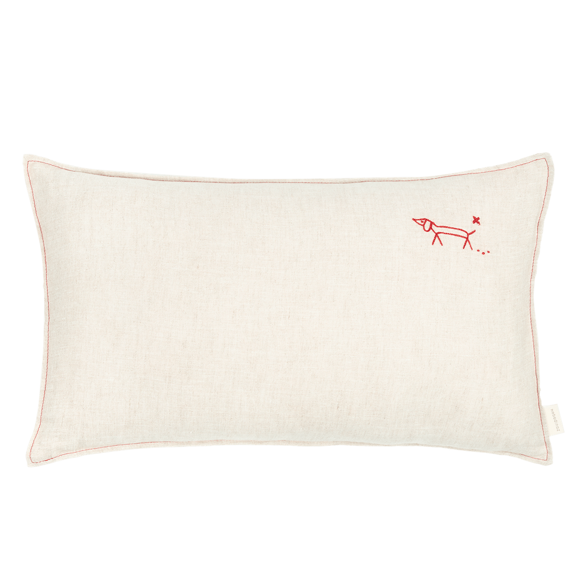 Coussin 50x30cm FRENCH LINEN Nobodinoz embroided greige