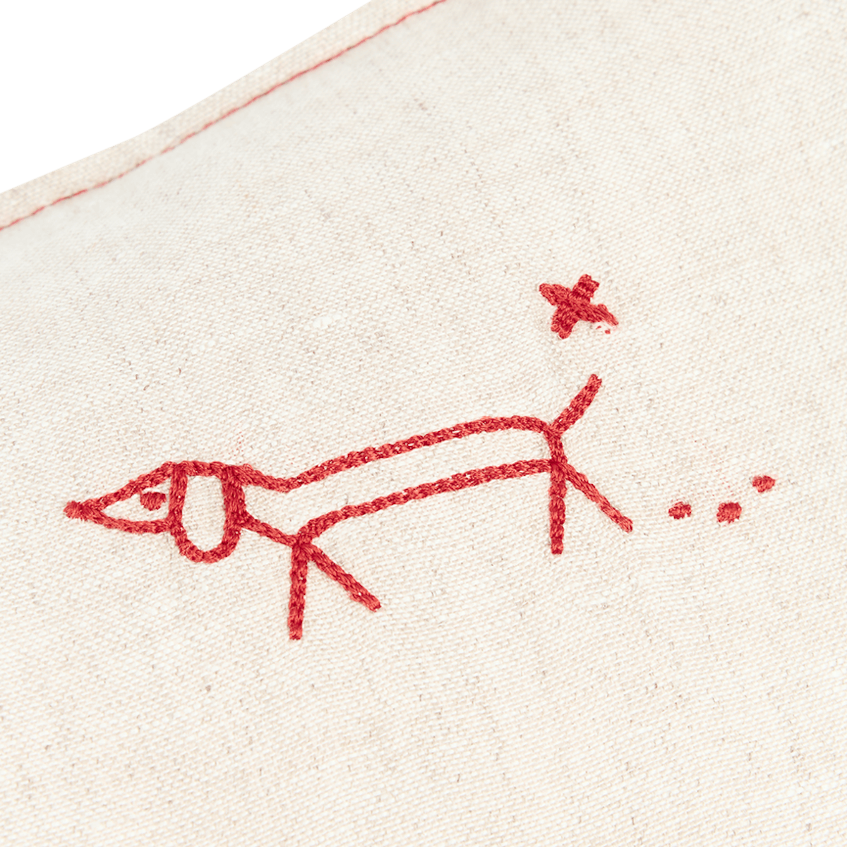 Coussin 50x30cm FRENCH LINEN Nobodinoz embroided greige