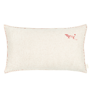 Coussin 50x30cm FRENCH LINEN Nobodinoz embroided greige