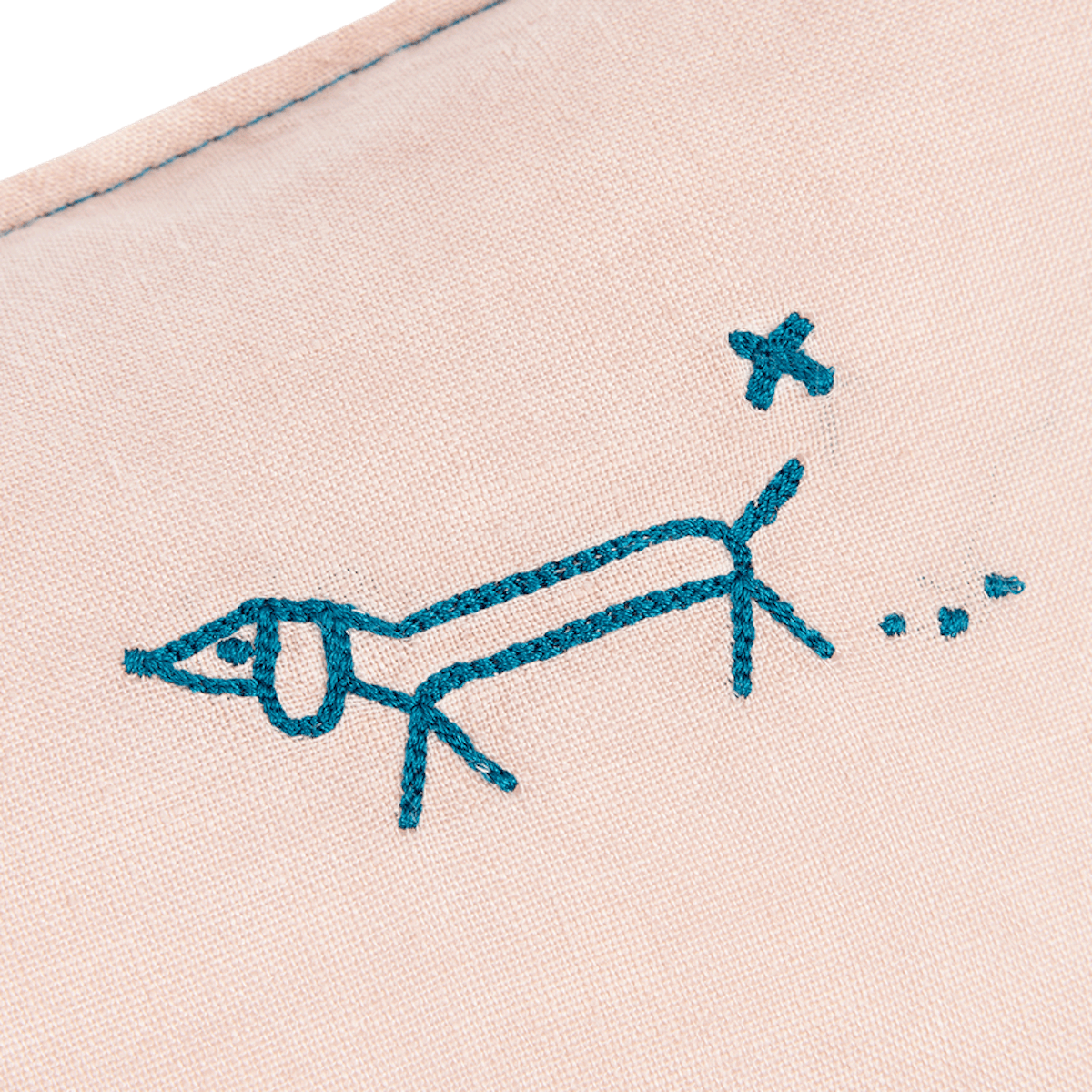 Coussin 50x30cm FRENCH LINEN Nobodinoz embroided mauve pink