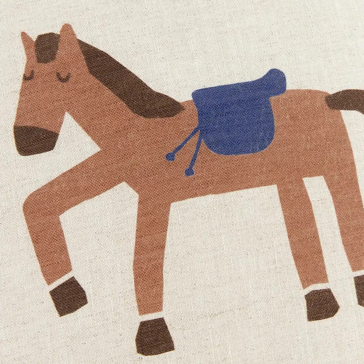 Coussin carré LIN FRANÇAIS VIBES Nobodinoz Charcoal stripes horse