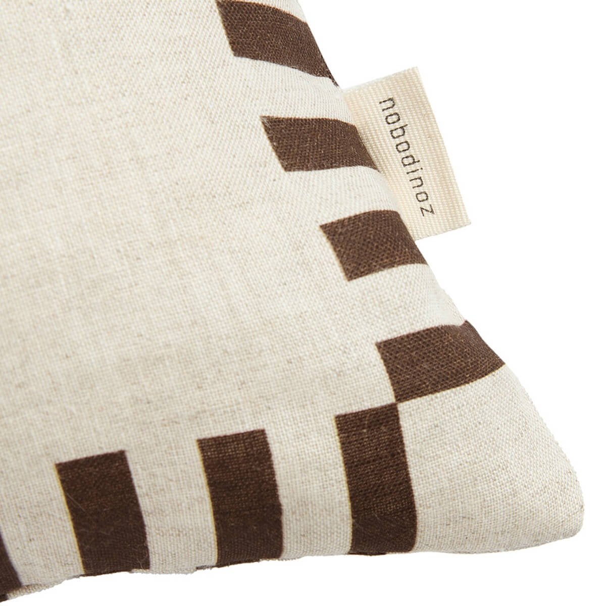 Coussin carré LIN FRANÇAIS VIBES Nobodinoz Charcoal stripes horse