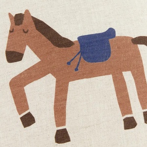 Coussin carré LIN FRANÇAIS VIBES Nobodinoz Charcoal stripes horse