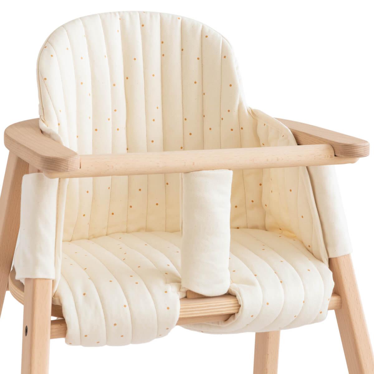 Coussin chaise haute GROWING GREEN Nobodinoz honey sweet dots natural