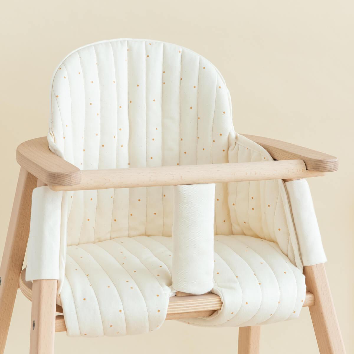 Coussin chaise haute GROWING GREEN Nobodinoz honey sweet dots natural
