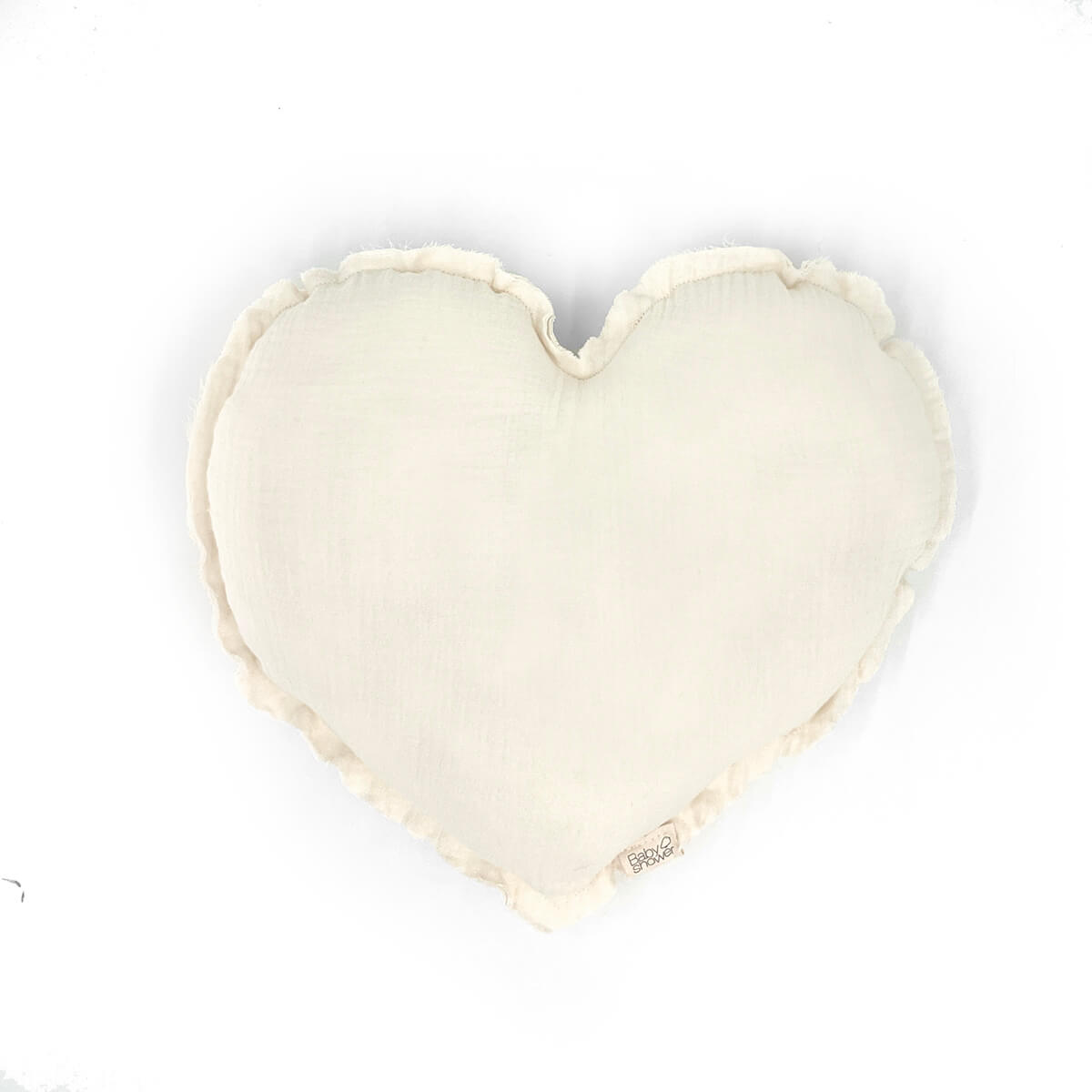 Coussin COEUR Babyshower ivory powder