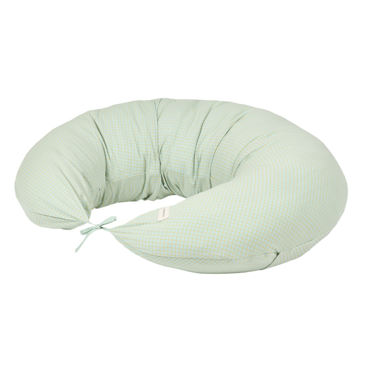 Coussin de maternité STORIES Édition limitée Nobodinoz green lemon grid
