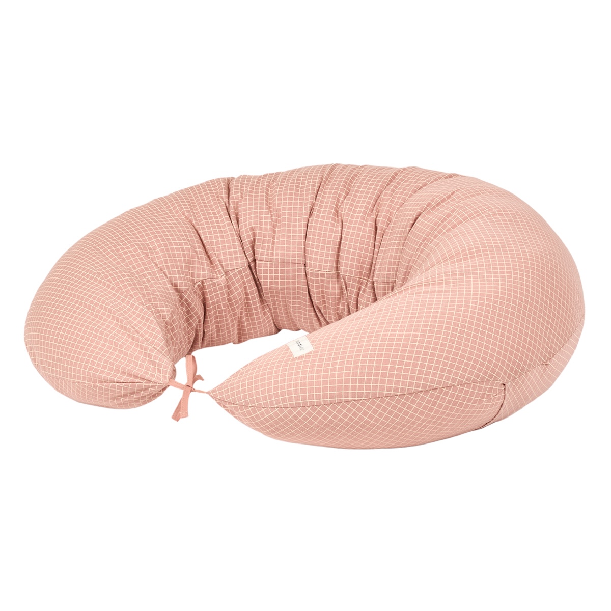 Coussin de maternité STORIES Édition limitée Nobodinoz pink cream grid
