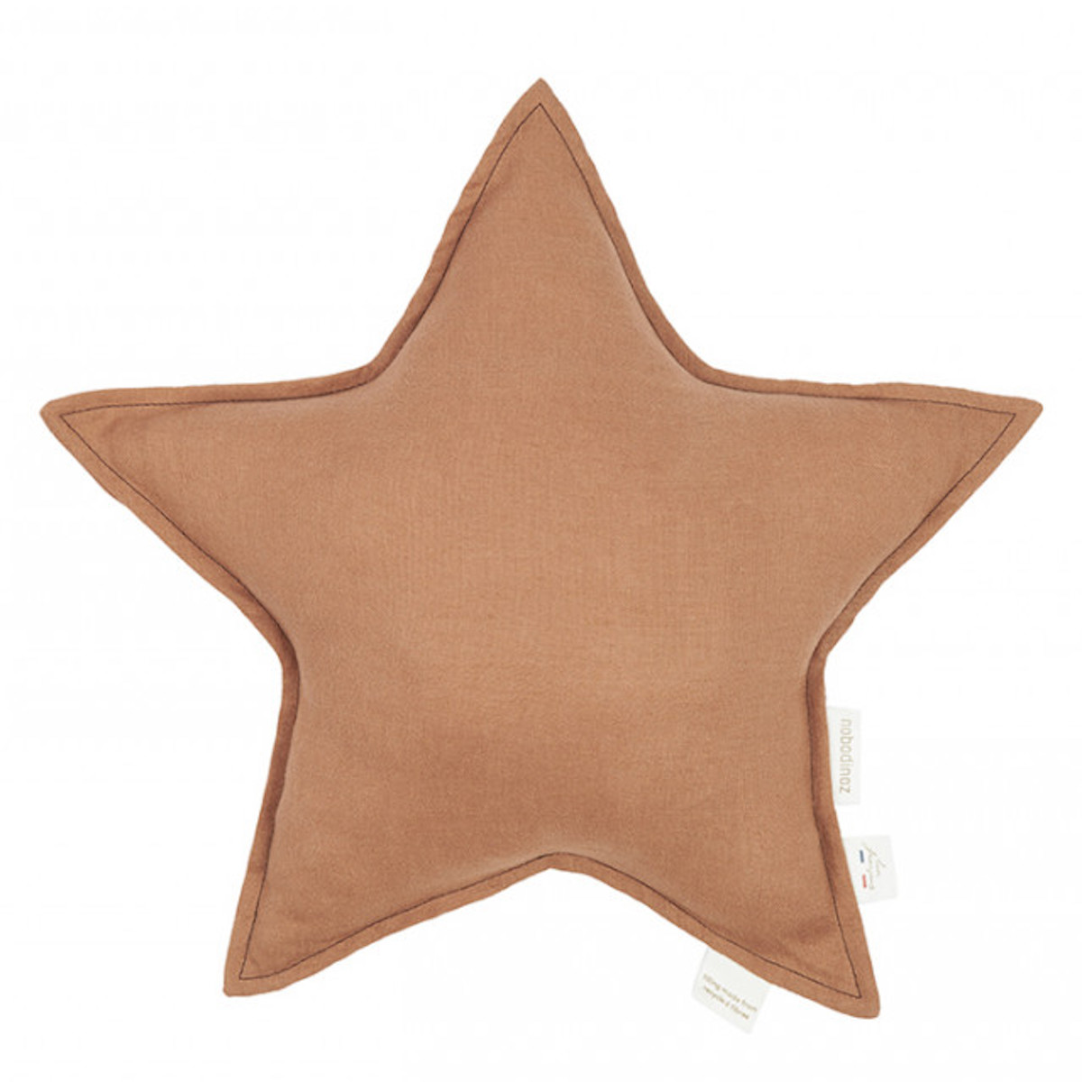 Coussin étoile LIN FRANÇAIS Nobodinoz Noisette