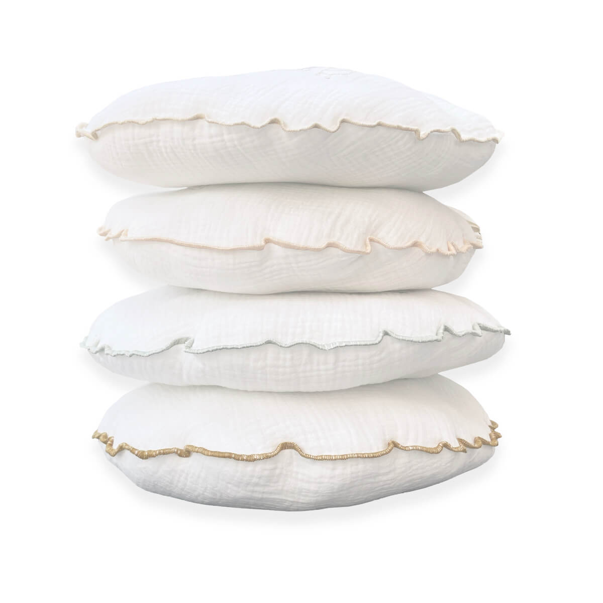 Coussin rond mousseline DUCKS brodée beige 30cm