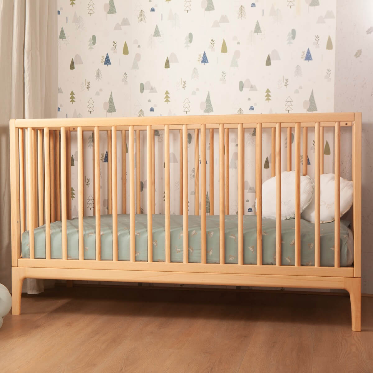 Coussin rond mousseline DUCKS brodée beige 30cm