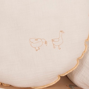 Coussin rond mousseline DUCKS brodée beige 30cm
