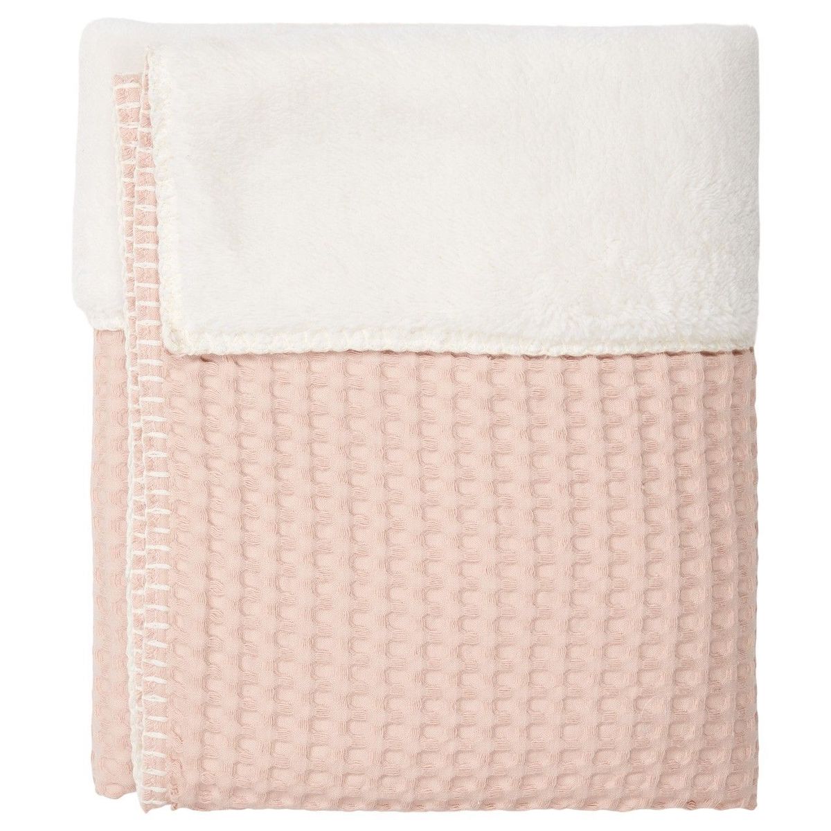 Couverture berceau 100x75cm teddy OSLO Koeka rosa salt-pebble
