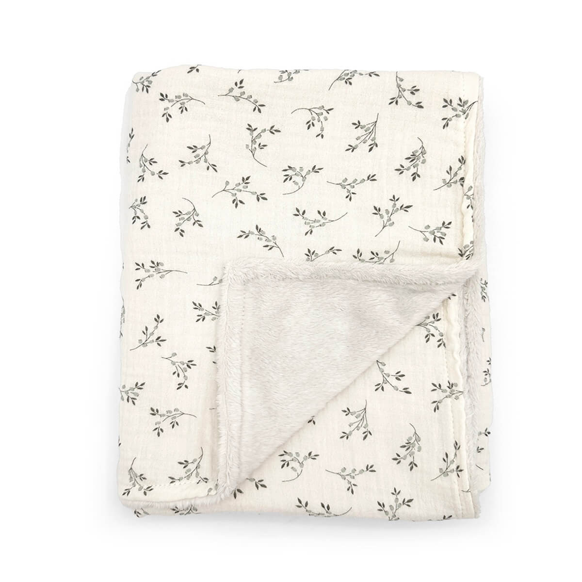 Couverture POLAIRE XL Babyshower olive bloom
