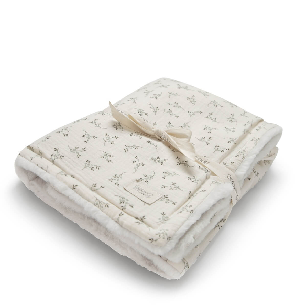 Couverture POLAIRE XL Babyshower olive bloom