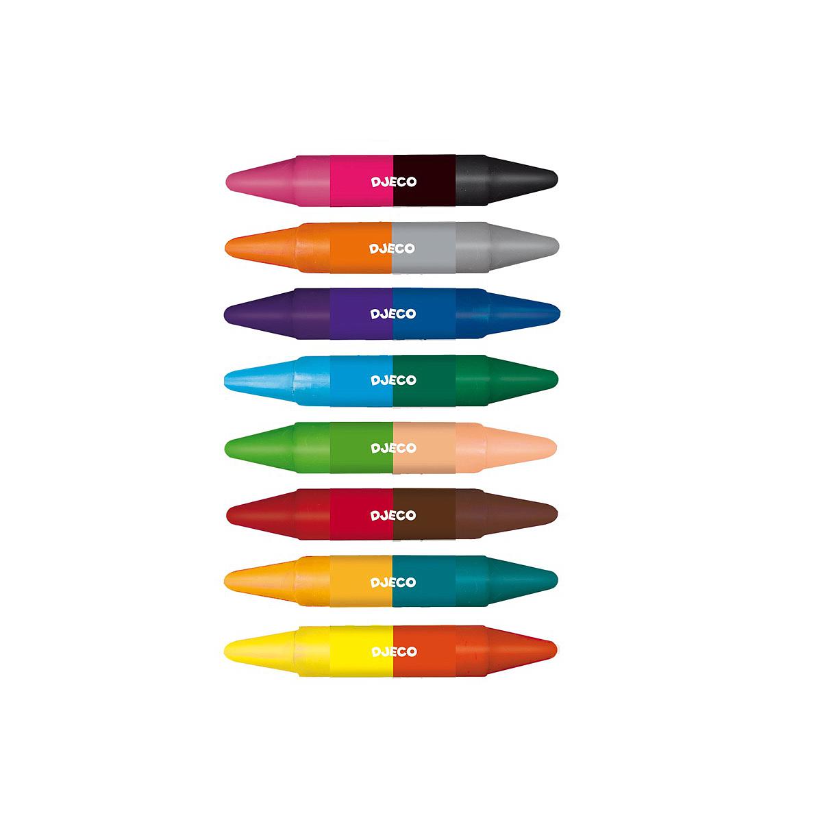 Crayons doubles-par 8 LES COULEURS POUR LES PETITS Djeco