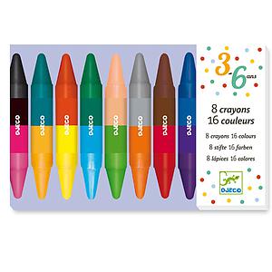 Crayons doubles-par 8 LES COULEURS POUR LES PETITS Djeco