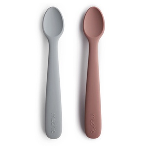 Cuillères silicone Mushie Stone-Cloudy mauve