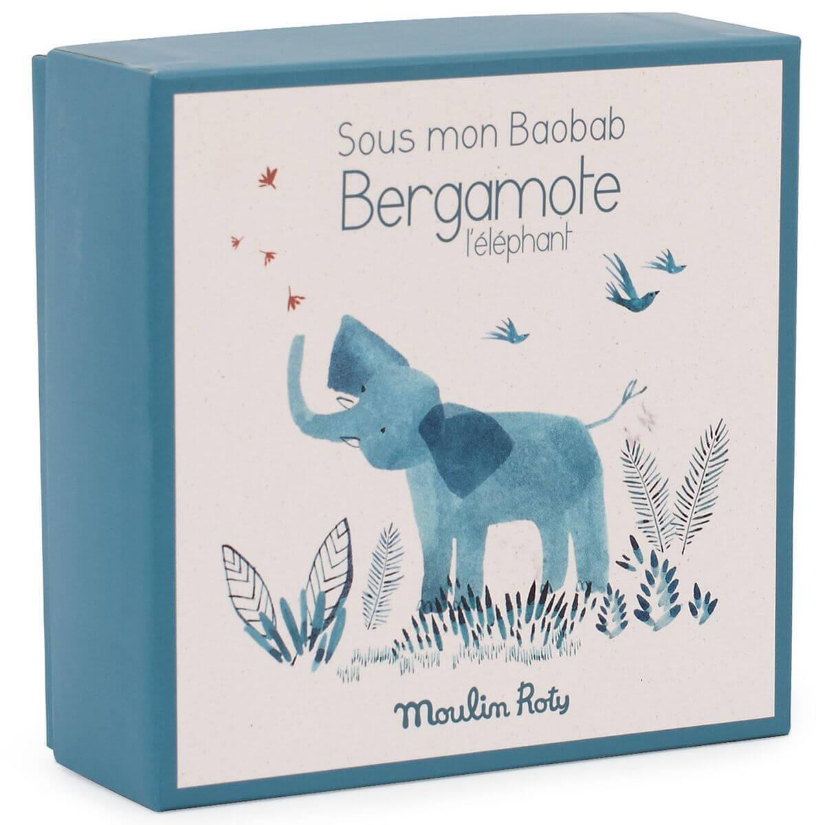 Doudou attache-tétine éléphant SOUS MON BAOBAB Moulin Roty