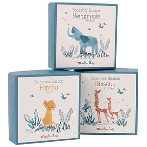 Doudou attache-tétine girafe SOUS MON BAOBAB Moulin Roty