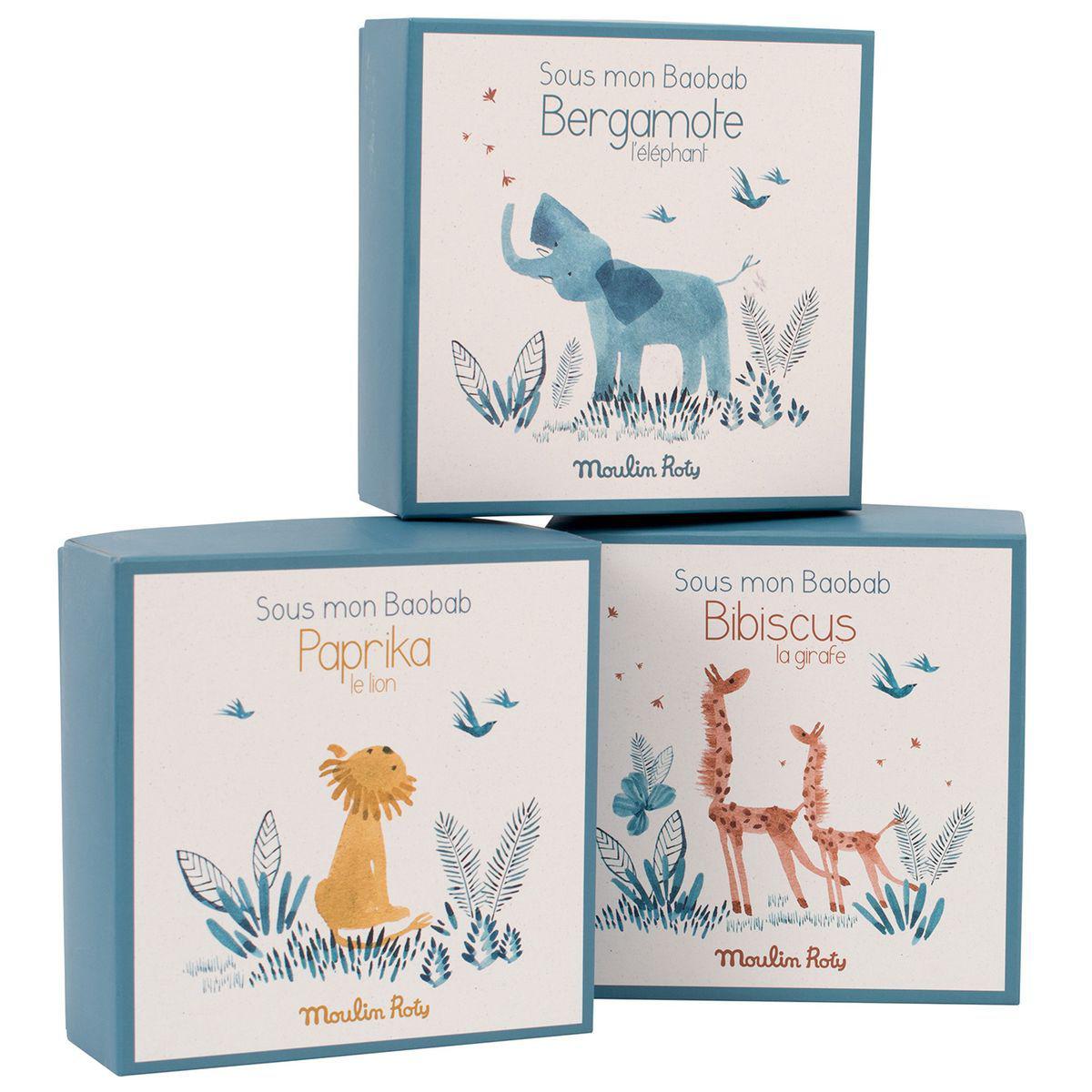 Doudou attache-tétine lion SOUS MON BAOBAB Moulin Roty