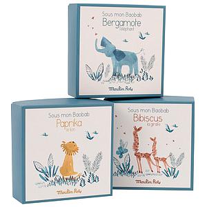 Doudou attache-tétine lion SOUS MON BAOBAB Moulin Roty