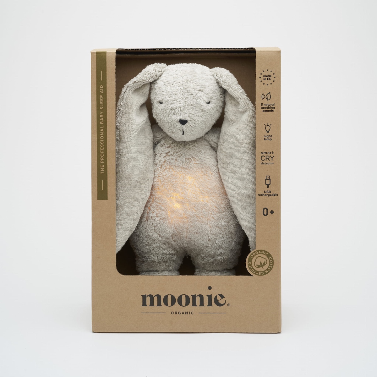 Doudou-veilleuse The Humming Bunny Moonie Gray Natur 2.0