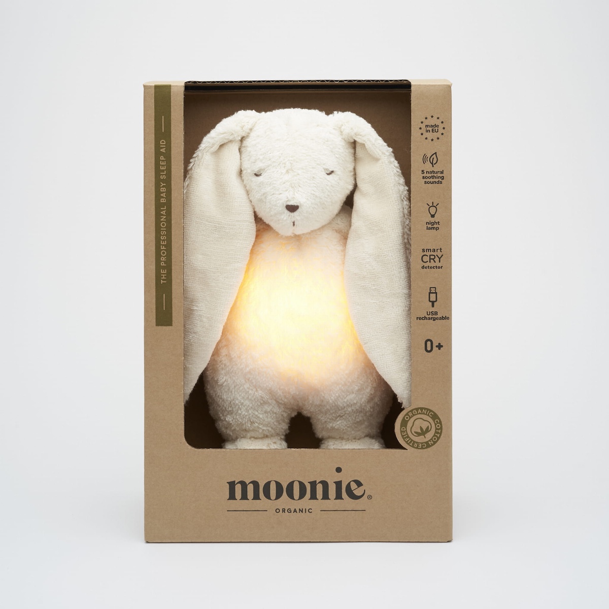 Doudou-veilleuse The Humming Bunny Moonie Polar Natur 2.0